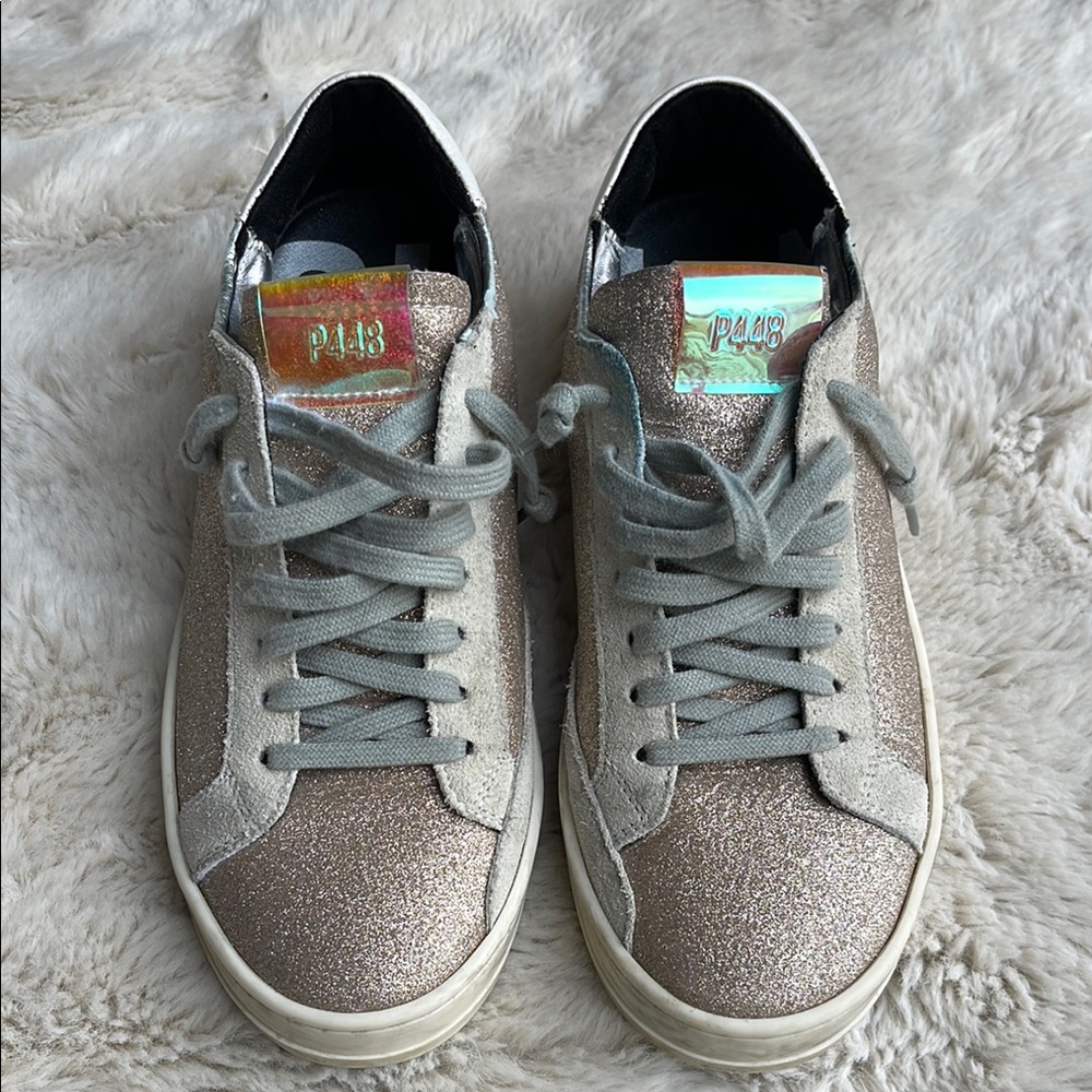 P448 John Silver Gray Sneakers with Metallic Sheen
